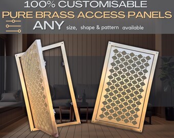 Bespoke Natural Brass Access Panels  with Hinges and Latches + Push-to-Open Lock | 100% Design and Size Customisation