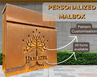 Custom Wall mount Cor-ten steel mailbox | Lord of the Rings inspired Corten PostBox | Unique personalized Mail Box