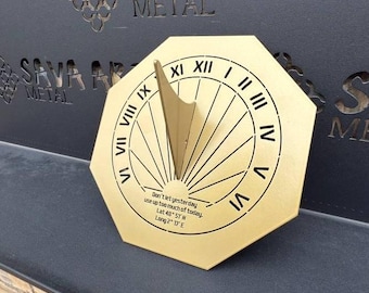 Custom Engraved Metal Sundial | Personalised Anniversary gift | Steel, Aluminum, Corten, Brass Sundial