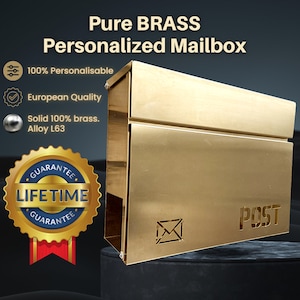 PURE BRASS Personalized Letter Box | Modern Wall mount Brass Mailbox | Unique personalized Post Box