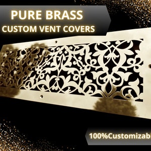 100% Custom-Built Flat Brass Vent Covers - Bespoke Pure Polished Unlacquered Brass Air Grilles - Any Size and Design available