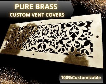 100% Custom-Built Flat Brass Vent Covers - Bespoke Pure Polished Unlacquered Brass Air Grilles - Any Size and Design available