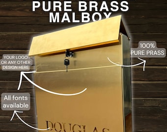 PURE BRASS Personalized Mailbox | Modern Wall mount 100% Brass Letter box | Unique personalized Post Box