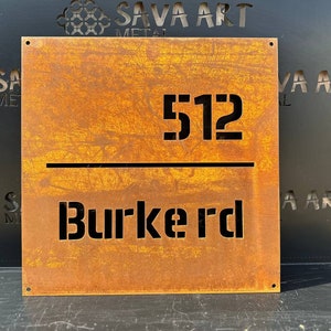 Custom COR-TEN Steel House Sign, Corten "weathering steel" House Sign, Rusty House, business sign/plaque