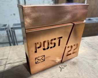 PURE COPPER Personalized Letter Box | Modern Wall mount Copper Mailbox | Unique personalized Post Box