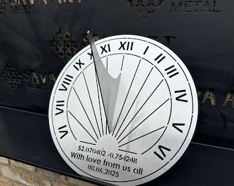Custom Engraved Stainless Steel Sundial | Personalised Anniversary gift | Unlimited Customisation