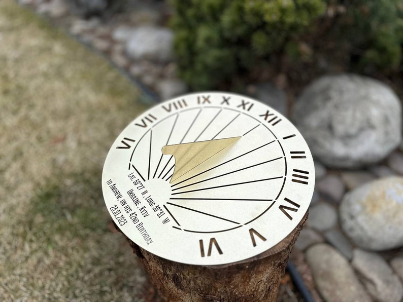 Custom Engraved Metal Sundial | Personalised Anniversary Gift | Steel ...