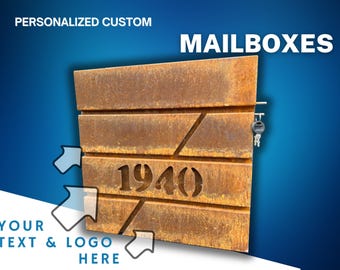 Custom Wall mount Cor-ten steel mailbox | Modern personalizable Corten PostBox | Unique personalized Mail Box