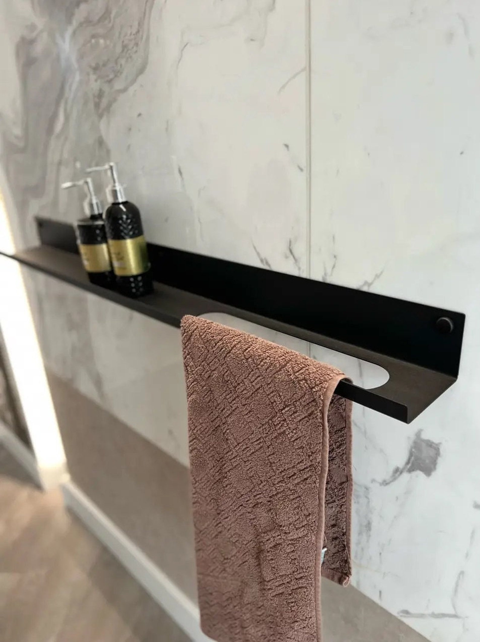 Solid Metal Oval Wall Shelf Matte Black Double Shelf Etsy