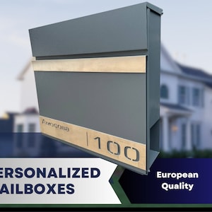 Custom wall mount mailbox | Modern Colored black Metal PostBox | Unique personalized Mail Box