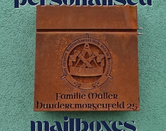 Custom Wall mount Cor-ten steel mailbox | Modern personalizable Corten PostBox | Unique personalized Mail Box