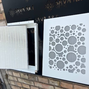 CUSTOM SIZE & DESIGN Air Return Vent Covers | Rear Frame Filter box + 1 mm thick Steel Front Screen