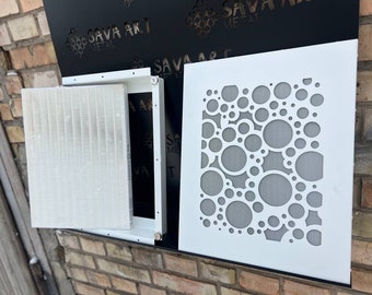CUSTOM SIZE & DESIGN Air Return Vent Covers | Rear Frame Filter box + 1 mm thick Steel Front Screen