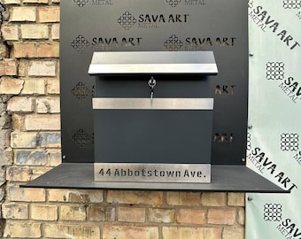 Custom wall mount mailbox | Modern Colored black Metal PostBox | Unique personalized Mail Box