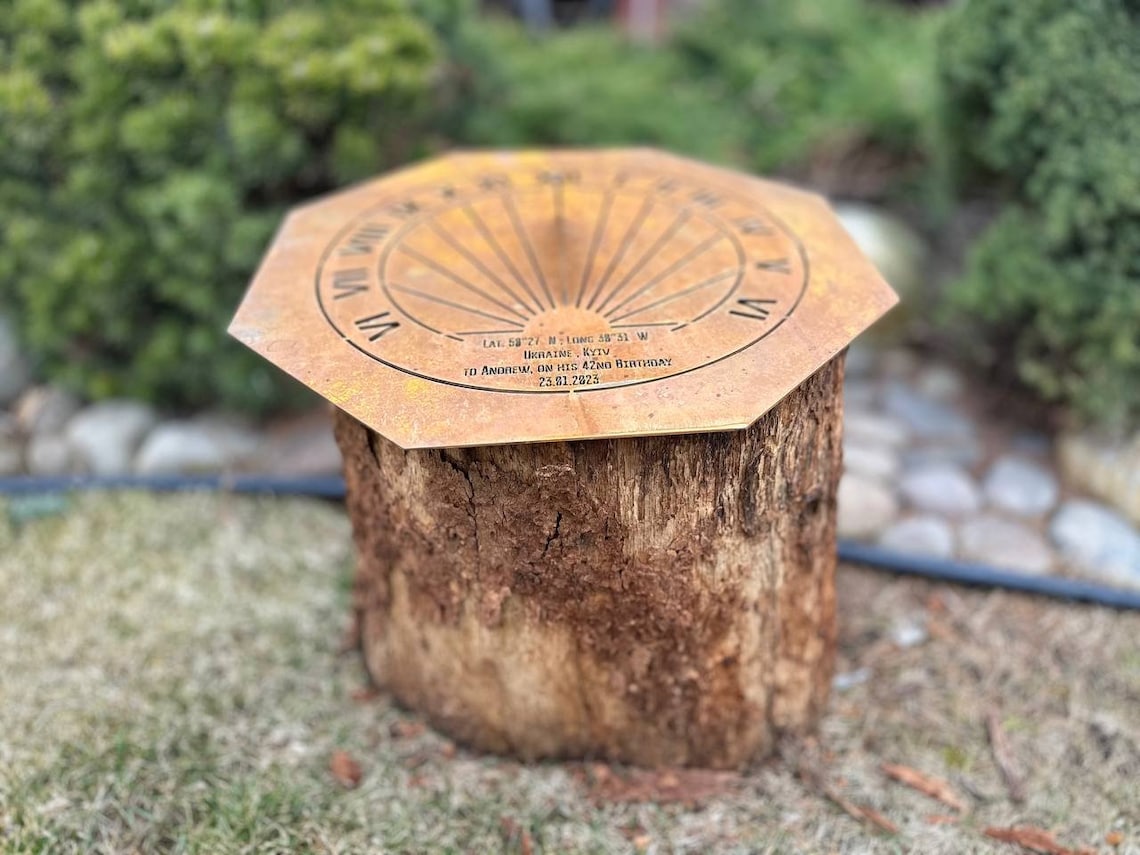 Corten Steel Custom Engraved Metal Sundial | Personalised Anniversary ...