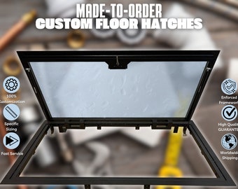 Custom Built Glass Door Floor Hatches | Made-to-Order Access Doors | Any Size Trap Doors | Service hatches | Custom Floor Doors