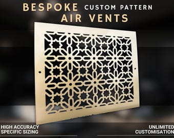 Tailored Metal Air Vent Covers - Personalized Steel Rear Flange Air Passage Grilles - Max Width/Length - 60 x 80 inches