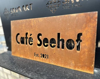 Custom COR-TEN Steel House Sign, Corten "weathering steel" House Sign, Rusty House, business sign/plaque