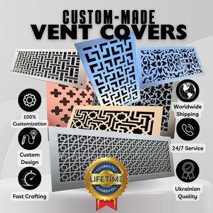 Personalized FLAT Air Vent Grilles | Handcrafted Air Vent Covers - Choose Your Pattern and Color | Custom Sizing