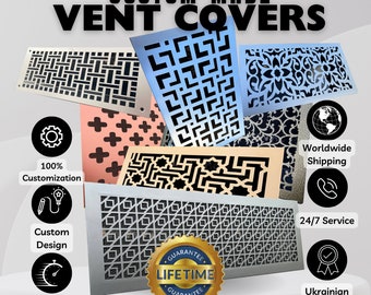 Personalized FLAT Air Vent Grilles | Handcrafted Air Vent Covers - Choose Your Pattern and Color | Custom Sizing
