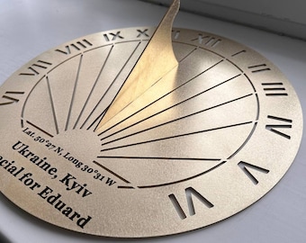Custom Engraved Metal Sundial | Personalised Anniversary gift | Steel, Aluminum, Corten, Brass Sundial