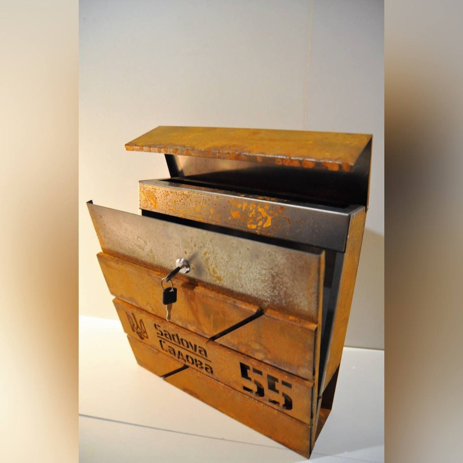 Custom Wall Mount Corten Steel Mailbox Modern Etsy