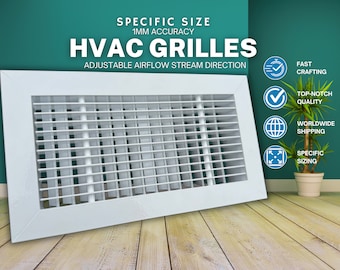 Custom Size HVAC Grilles, HVAC/R Systems, Two-row grille, 0 degrees front slats, adjustable rear slats