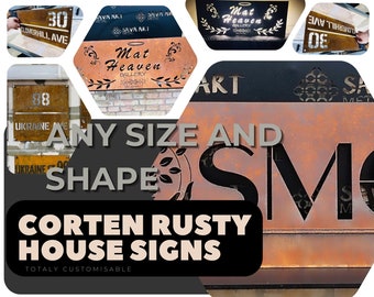 Custom COR-TEN Steel House Sign, Corten "weathering steel" House Sign, Rusty House, business sign/plaque
