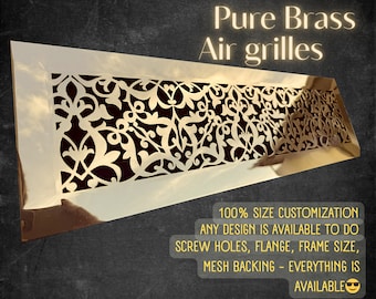 Fully customized PURE BRASS Air Grilles, Custom Vent Covers, Air Registersl, Air diffusers, Ventilation Grilles