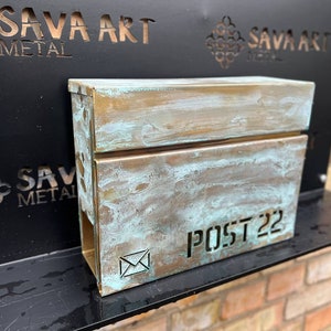 AGED pure BRASS Personalized Mailbox | Modern Wall mount 100% Brass Letter box | Unique personalized Post Box