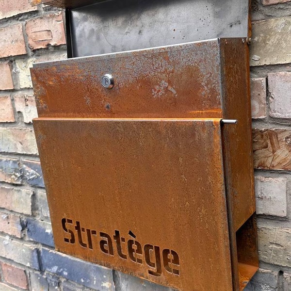 Individuelle Wandhalterung Cor-ten stahl Briefkasten | Moderner personalisierbarer Corten Briefkasten | Einzigartige personalisierte Briefkasten