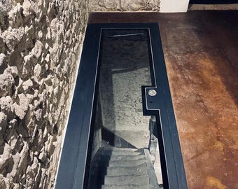 Made-to-order bespoke Glass Floor Door  - Unique Glass Cellar Access Panel Unit - Custom Glass Floor Hatch
