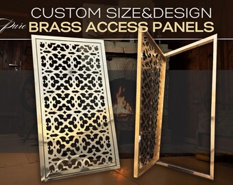 Bespoke Natural Brass Access Panels  with Hinges and Latches + Push-to-Open Lock | 100% Design and Size Customisation