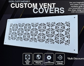 Custom-Made Flat Vent Covers - Handcrafted Flat Air Grilles - Choose Your Pattern and Color - Custom Sizing