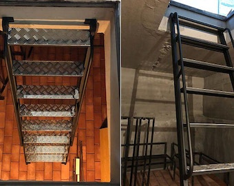 Custom Size Steel Frame Basement Ladder – Aluminum Steps, Optional Handrail