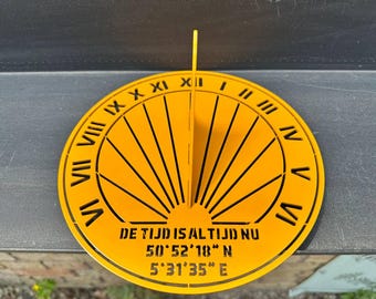 Custom Engraved Metal Sundial | Personalised Anniversary gift | Steel, Aluminum, Corten, Brass Sundial