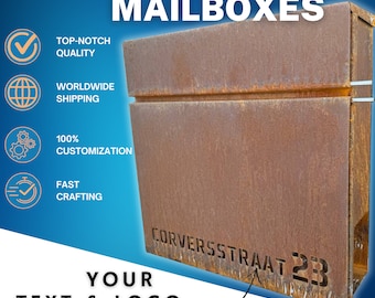 Custom Wall mount Cor-ten steel mailbox | Modern personalizable Corten PostBox | Unique personalized Mail Box