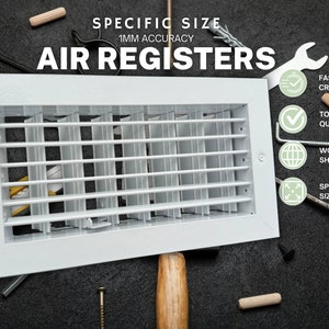 Custom Size HVAC Grilles, HVAC/R Systems, Air Register with damper, Adjustable front slats