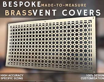 100% Custom-Built Flat Brushed Brass Vent Covers - Bespoke Pure Polished Unlacquered Brass Air Grilles - Any Size and Design Available