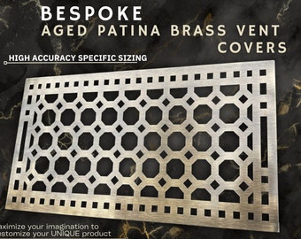 Fully customized Patina Flat Brass Grilles, Flat Bespoke AGED Brass Vent Covers, Tailred Bras Air Registers