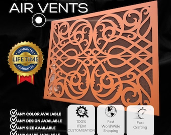 Personalized Metal Flat Cabinet Screens - Artisan Metal Flat Air Flow Grilles with Mesh - Custom Metal Flat HVAC Diffusers