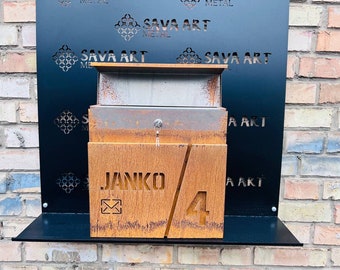 Custom Wall mount Cor-ten steel mailbox | Modern personalizable Corten PostBox | Unique personalized Mail Box