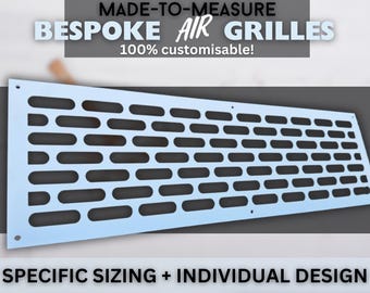 Unique 100% Personalised Metal Air Grilles - Bespoke Rear Mounting HVAC Grate - Made-to-Order Metal Air Passage Panels