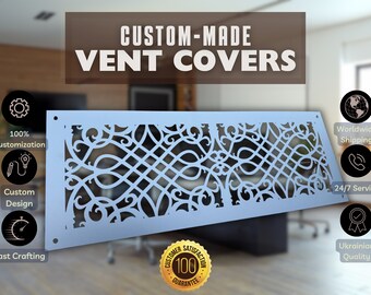 Unique Metal Framed Air Vent Screens - Rear Mounting Personalized Metal Air Passage Grilles - Made-to-Order Metal Framed HVAC Diffusers
