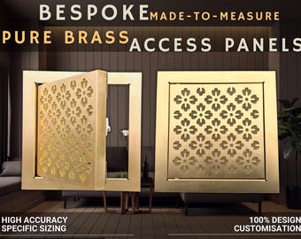 Bespoke Natural Brass Access Panels  with Hinges and Latches + Push-to-Open Lock | 100% Design and Size Customisation
