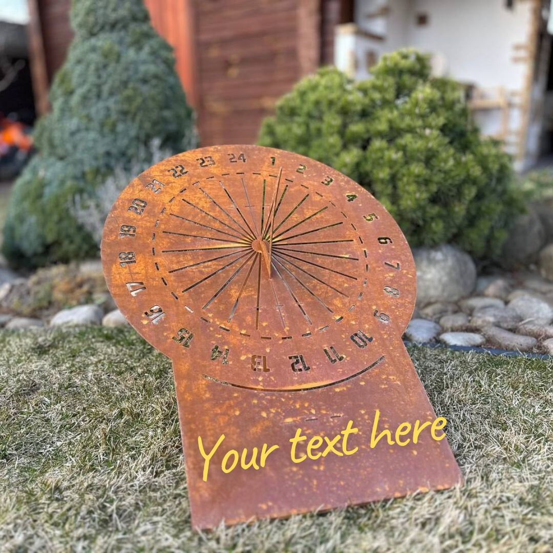 Corten Steel Custom Engraved Metal Sundial | Personalised Anniversary ...