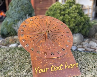 Corten steel Custom Engraved Metal Sundial | Personalised Anniversary gift | Steel, Aluminum, Corten, Brass Sundial