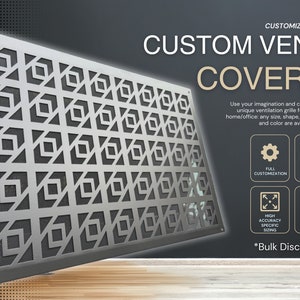 Unique Metal Air Diffusers - Personalize Rear Mounting HVAC Grate - Made-to-Order Metal Air Passage Panels