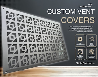 Unique Metal Air Diffusers - Personalize Rear Mounting HVAC Grate - Made-to-Order Metal Air Passage Panels