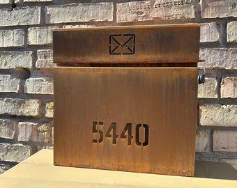 Custom Wall mount Cor-ten steel mailbox | Modern personalizable Corten PostBox | Unique personalized Mail Box